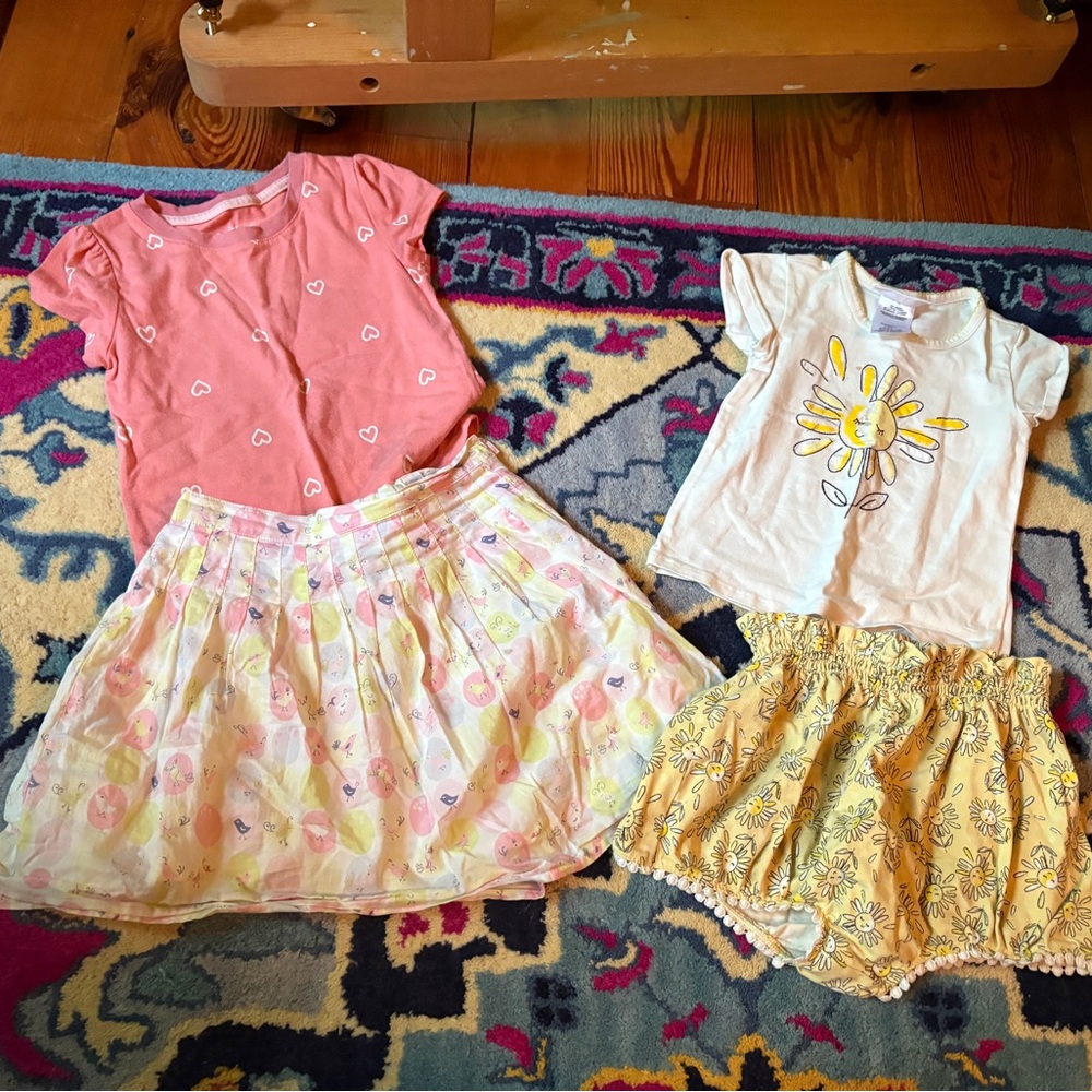 Gymboree Bonnie Jean 4T Girls Floral Skirt Yellow Daisy Shorts Set bundle lot